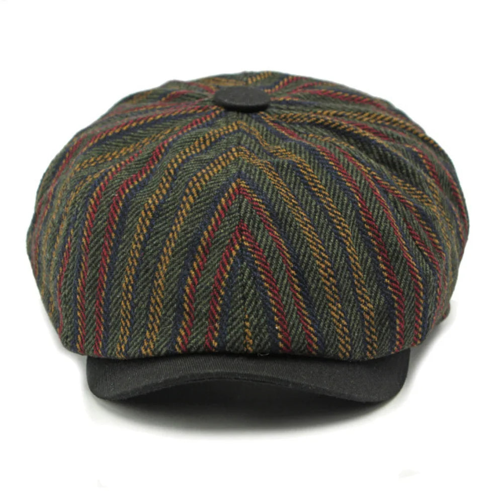 Dorian | Classic Striped Tweed Flat Cap