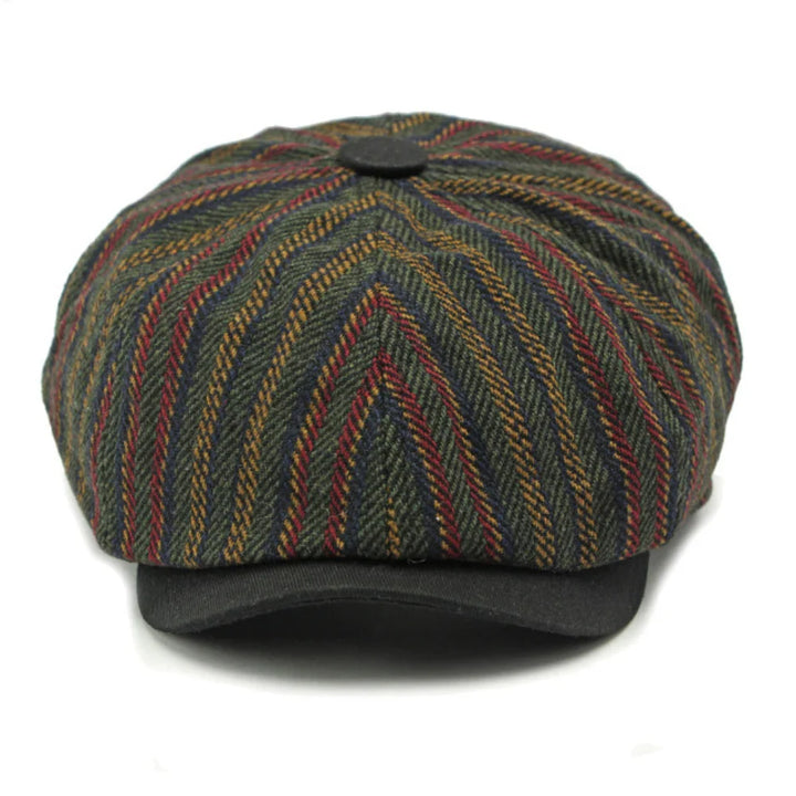 Dorian | Classic Striped Tweed Flat Cap