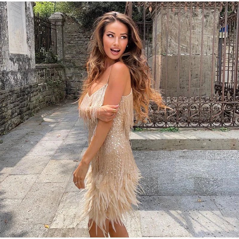 Janelle | Sequin Fringe Mini Cocktail Dress