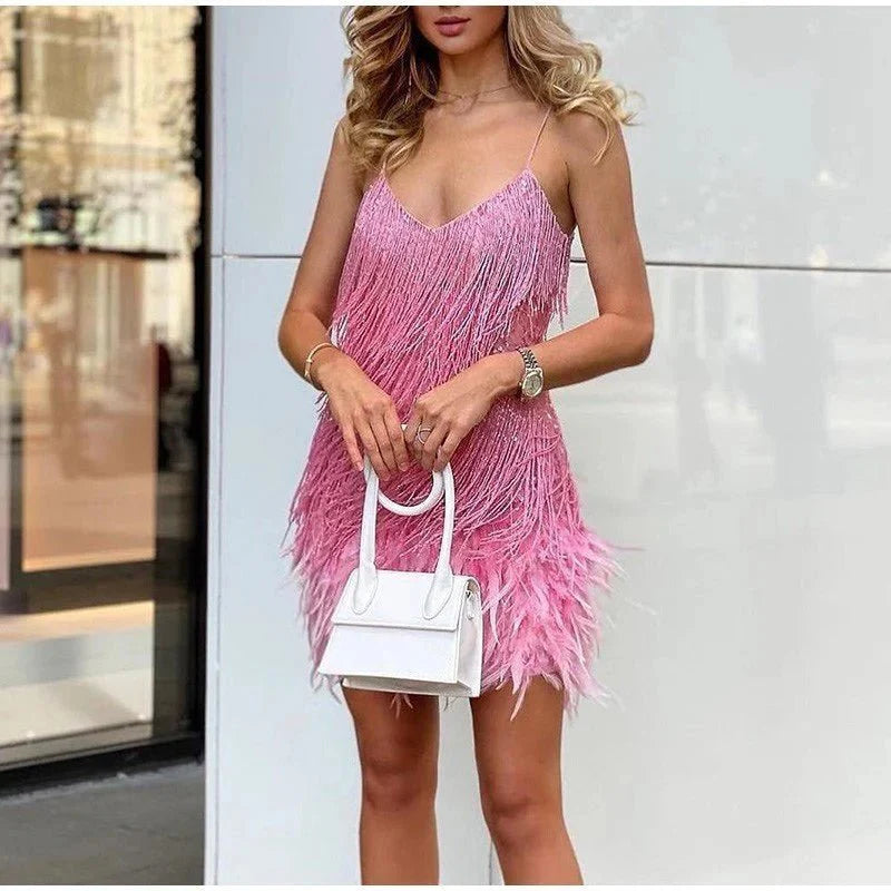 Janelle | Sequin Fringe Mini Cocktail Dress