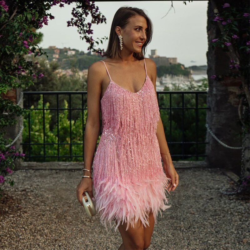 Janelle | Sequin Fringe Mini Cocktail Dress