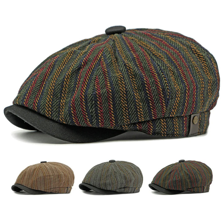 Dorian | Classic Striped Tweed Flat Cap