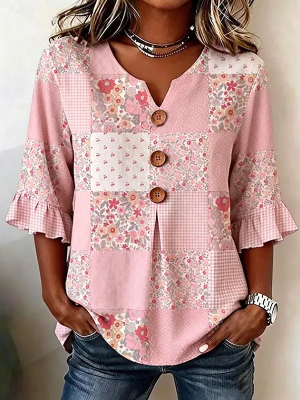 Luna | Bohemian Floral Button Blouse