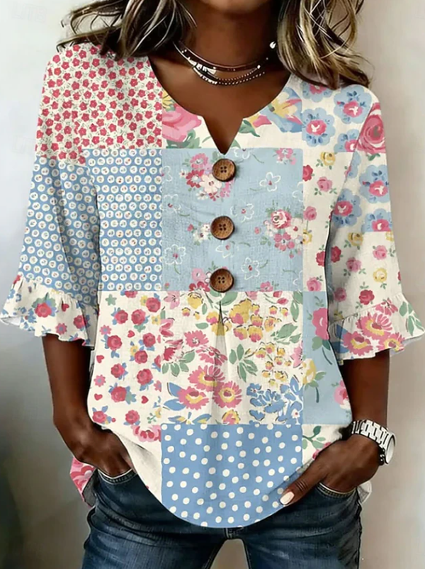 Luna | Bohemian Floral Button Blouse