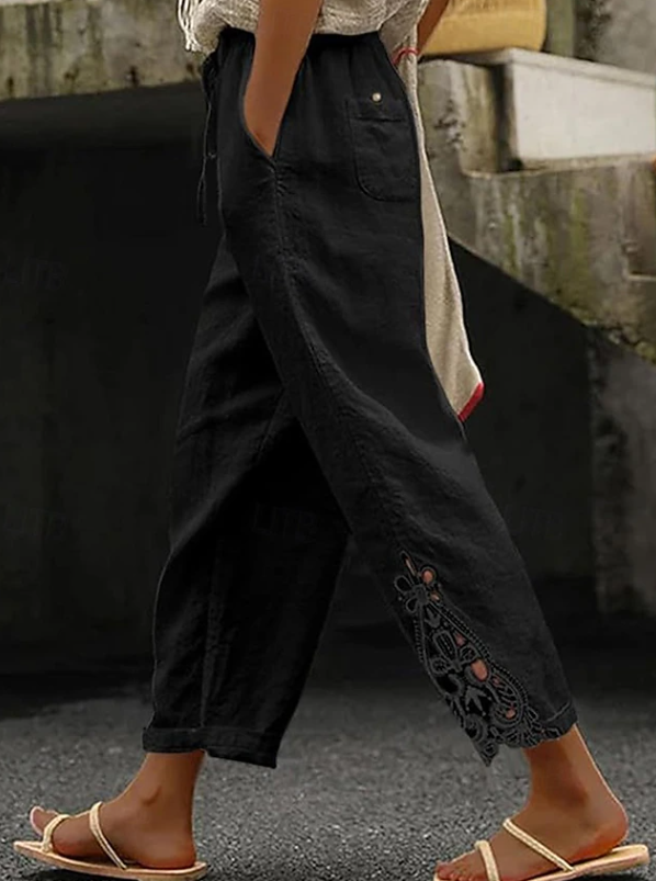 Isobel | Stylish Embroidered Wide-Leg Pants