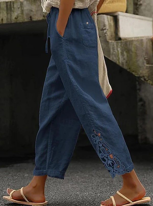 Isobel | Stylish Embroidered Wide-Leg Pants