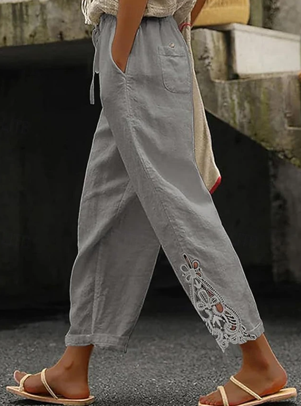 Isobel | Stylish Embroidered Wide-Leg Pants