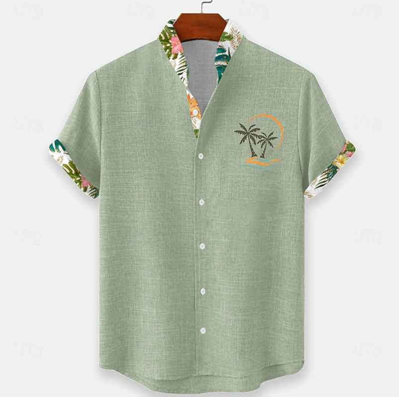 Finnian | Palm Embroidery Short Sleeve Shirt