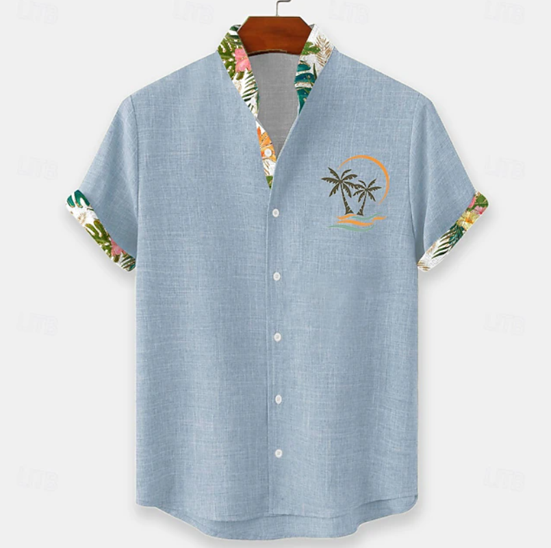 Finnian | Palm Embroidery Short Sleeve Shirt