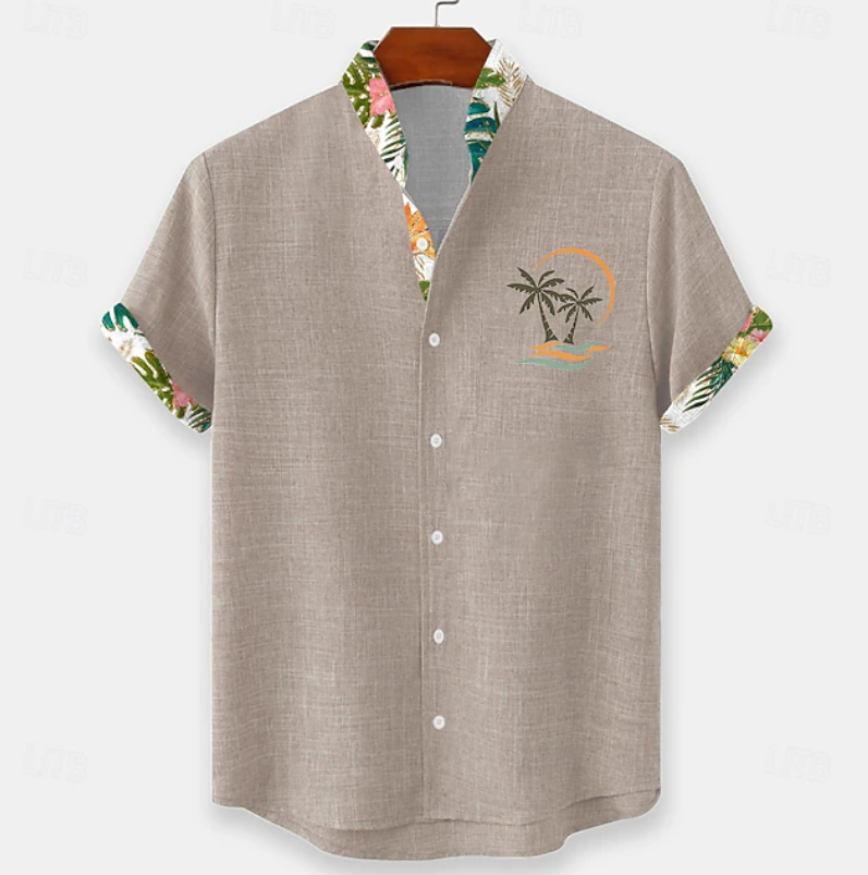 Finnian | Palm Embroidery Short Sleeve Shirt