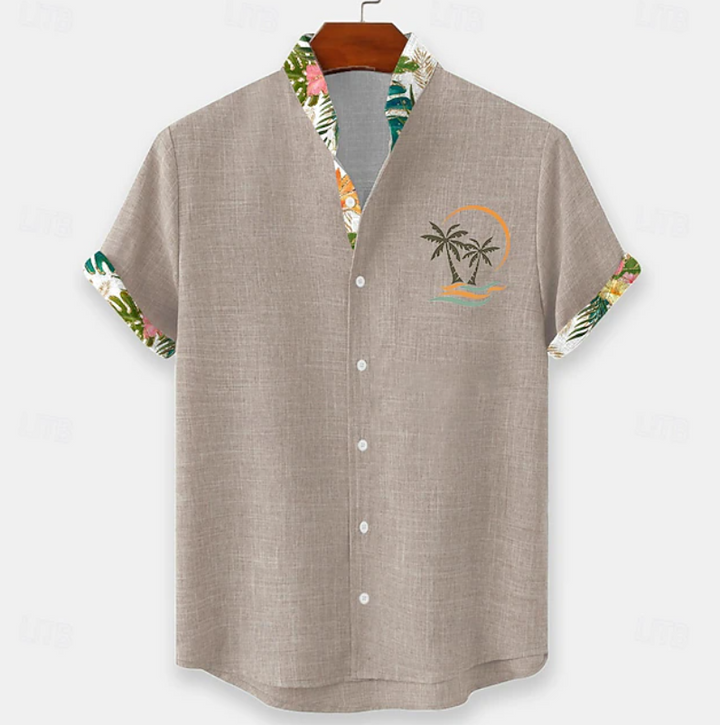 Finnian | Palm Embroidery Short Sleeve Shirt