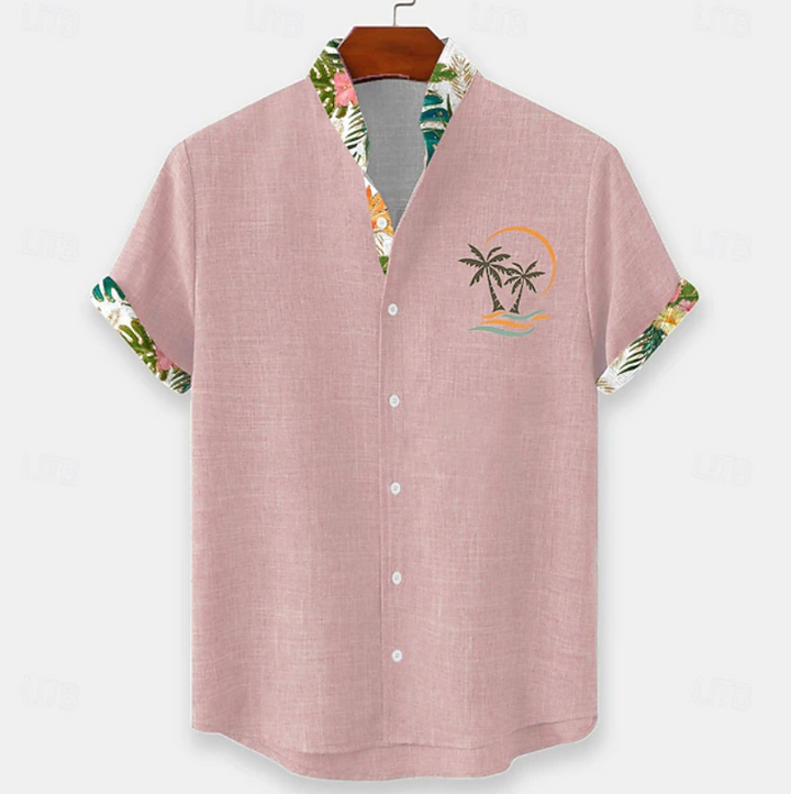Finnian | Palm Embroidery Short Sleeve Shirt