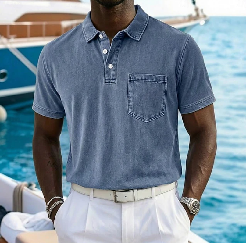 Valerio | Casual Washed Pocket Polo Shirt