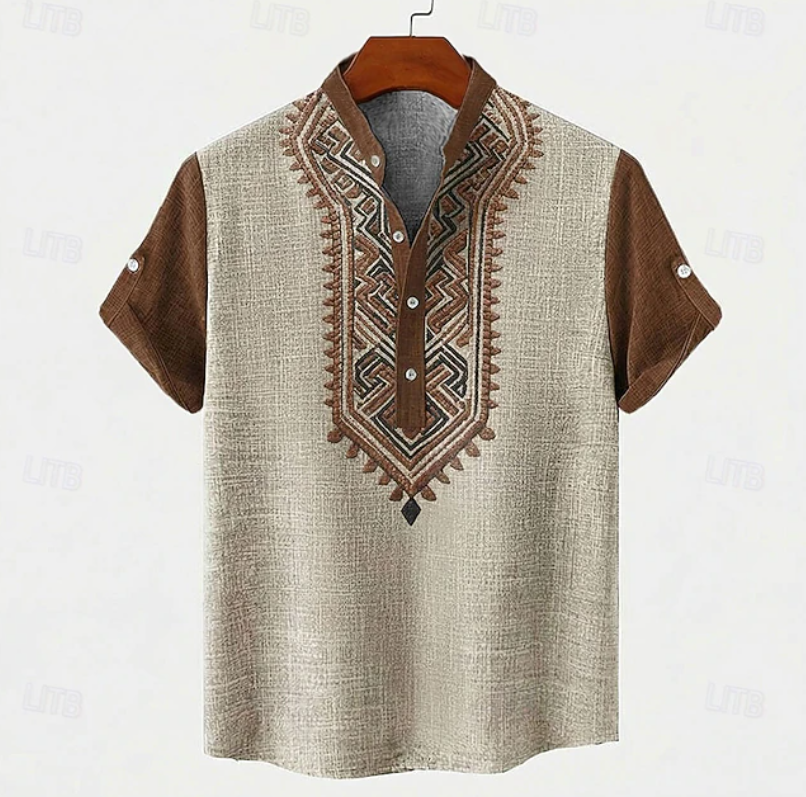 Mateo | Casual Embroidered Boho Shirt