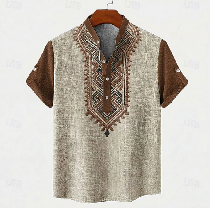 Mateo | Casual Embroidered Boho Shirt