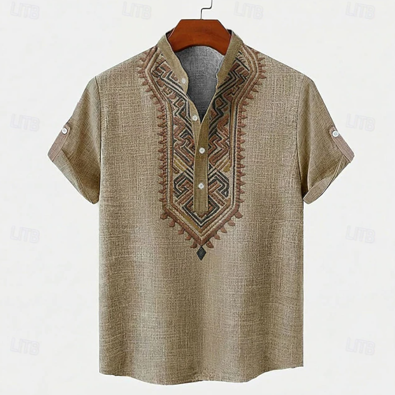 Mateo | Casual Embroidered Boho Shirt
