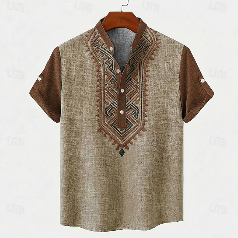 Mateo | Casual Embroidered Boho Shirt