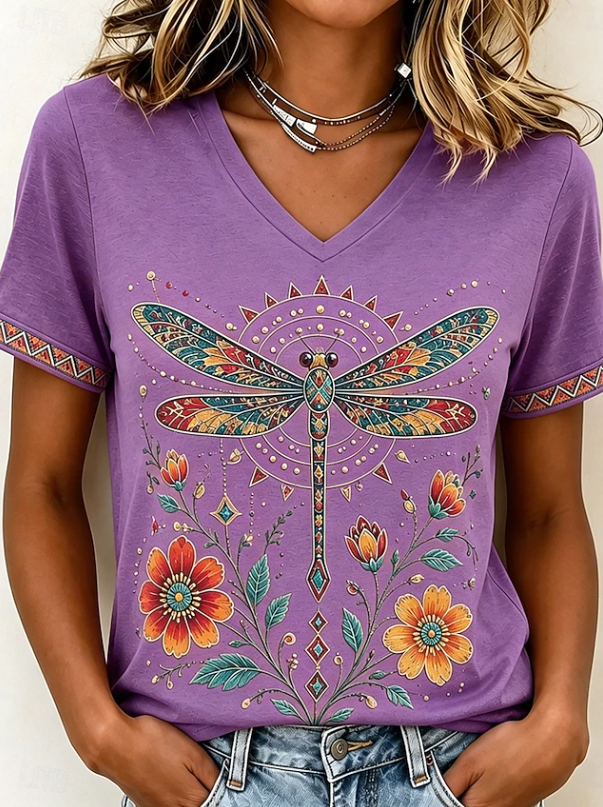 Mariselle | Casual Printed V-Neck Top