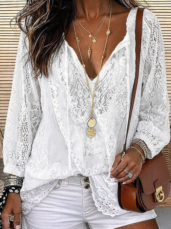 Amara | Boho Lace V-Neck Kimono Cardigan Top