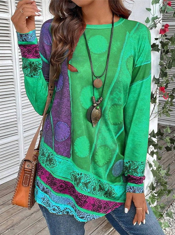 Zaria | Boho Floral Long Sleeve Tunic Top