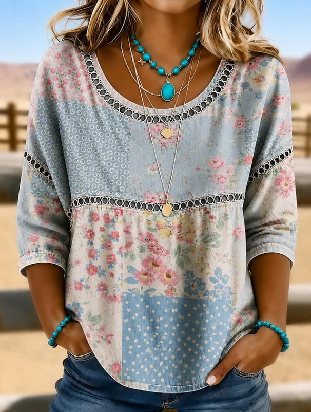 Alina | Boho Embroidered Everyday V-Neck Top