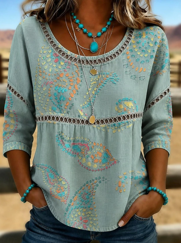 Alina | Boho Embroidered Everyday V-Neck Top