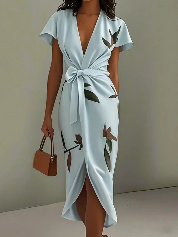 Sasha | Elegant Floral Wrap Midi Dress