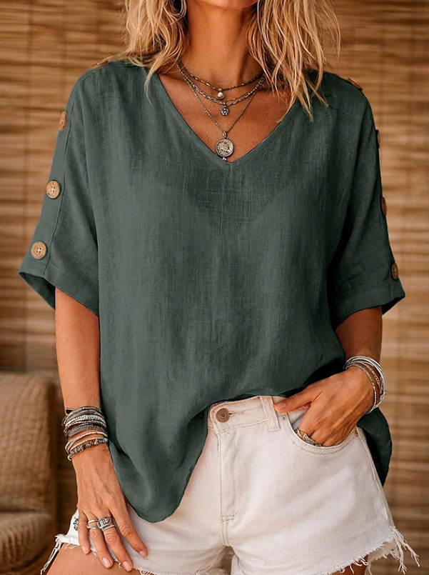 Nadine | Classic V-Neck Batwing Sleeve Blouse