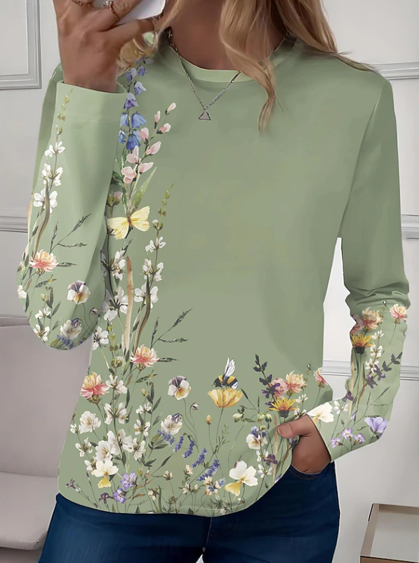 Robyn | Casual Long Sleeves Crew Neck Floral Shirt