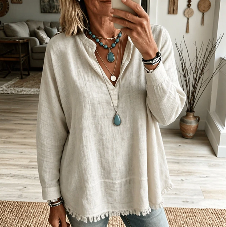 Olivia | Relaxed V-Neck Tunic Blouse
