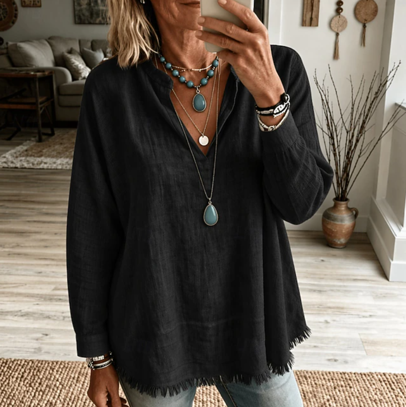 Olivia | Relaxed V-Neck Tunic Blouse