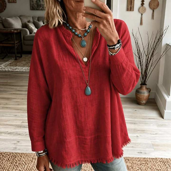 Olivia | Relaxed V-Neck Tunic Blouse