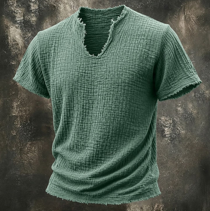 Frello | Textured V-Neck Short Sleeve T-Shirt