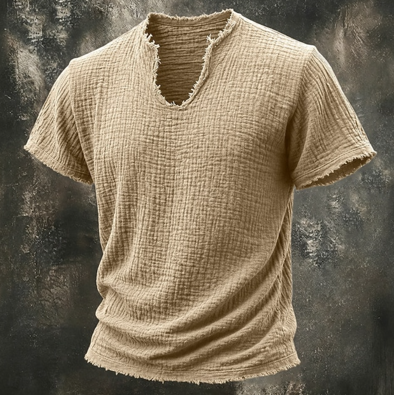 Frello | Textured V-Neck Short Sleeve T-Shirt