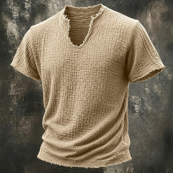 Frello | Textured V-Neck Short Sleeve T-Shirt