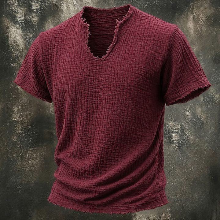 Frello | Textured V-Neck Short Sleeve T-Shirt