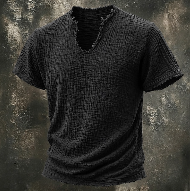 Frello | Textured V-Neck Short Sleeve T-Shirt