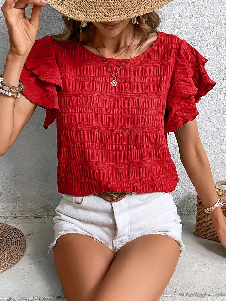 Rosalind | Ruffle-Sleeve Textured Blouse