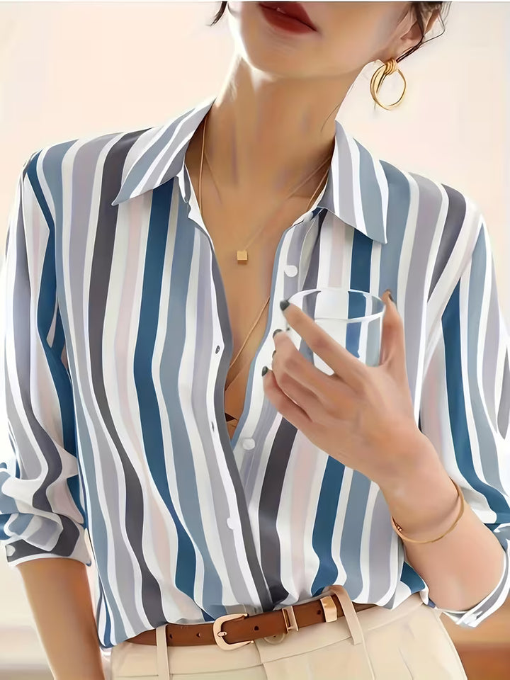 Serena | Striped Button-Up Shirt