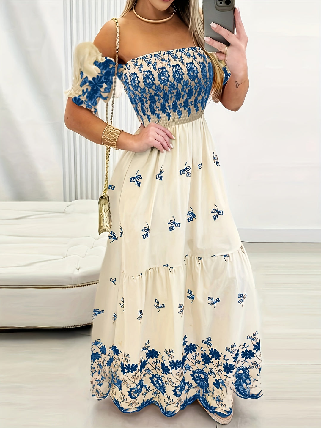 Gwendolyn | Off-Shoulder Floral Maxi Dress