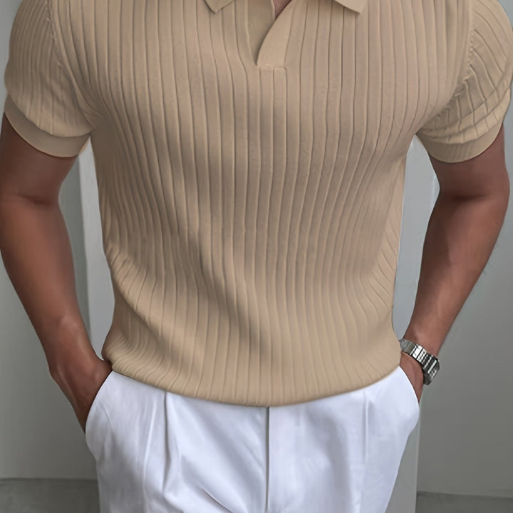 Maxwell | Ribbed Open-Collar Polo Shirt