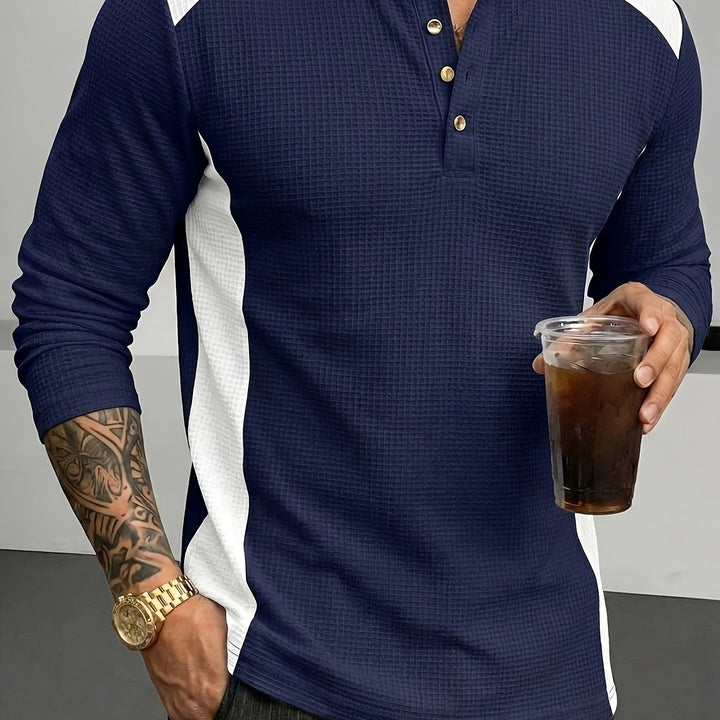 Sawyer | Textured Contrast Henley Shirt