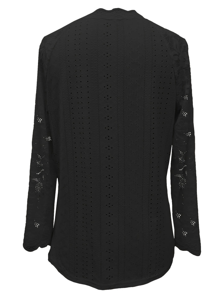 Rosetta | Lace-Sleeve Tie-Neck Top