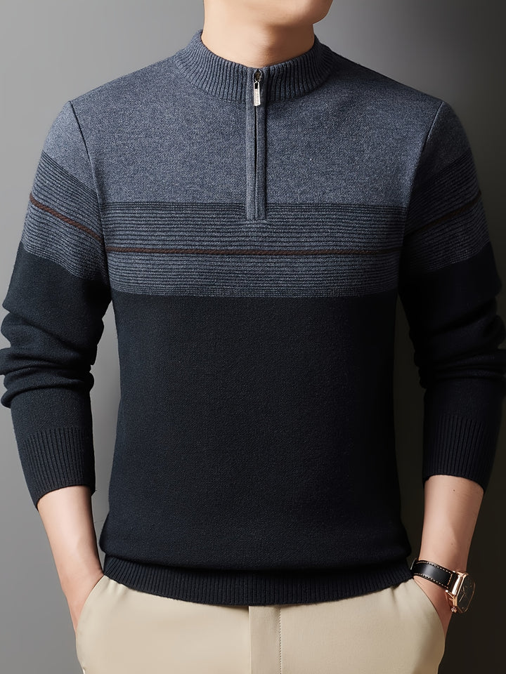 Ambrose | Half-Zip Striped Sweater