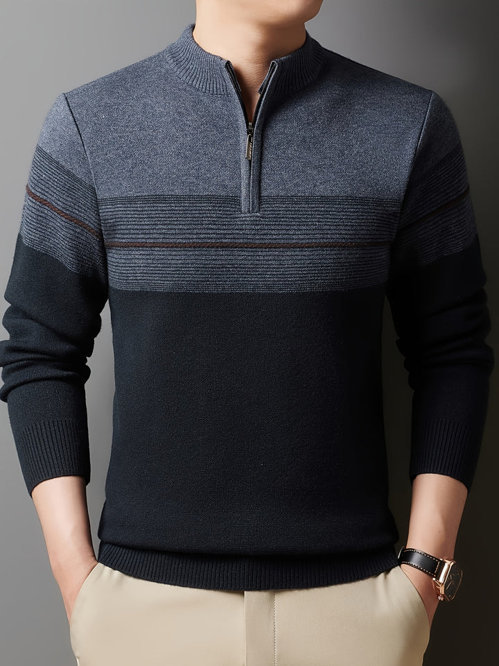 Ambrose | Half-Zip Striped Sweater