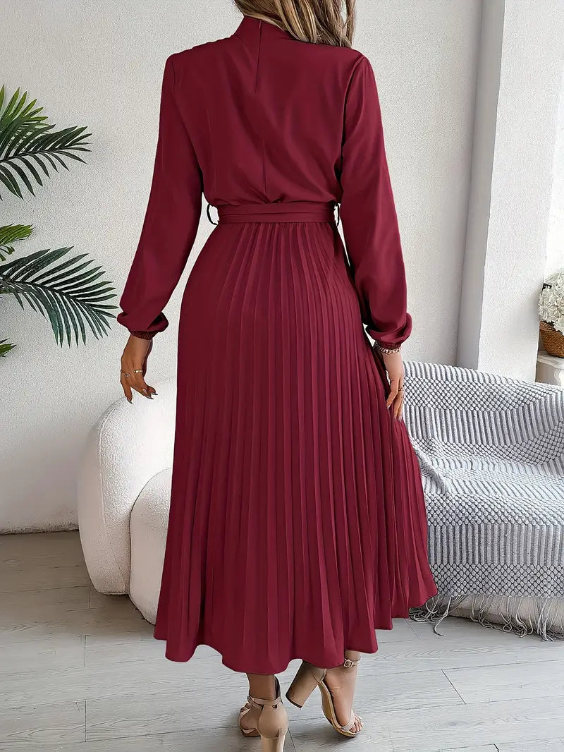 Isabella | Long-Sleeve Belted Waist Midi Dress
