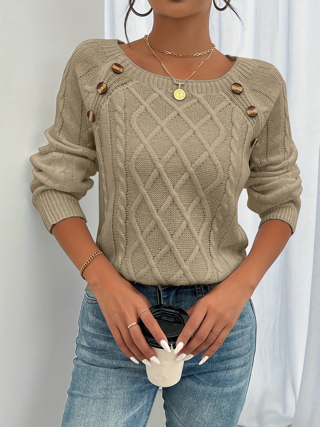 Winifred | Textured Button-Detail Sweater