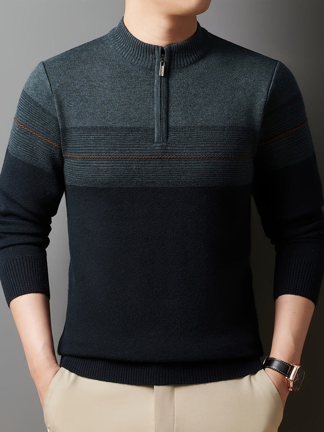 Ambrose | Half-Zip Striped Sweater