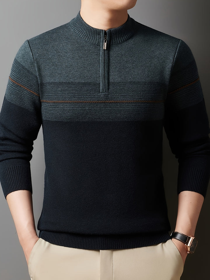 Ambrose | Half-Zip Striped Sweater