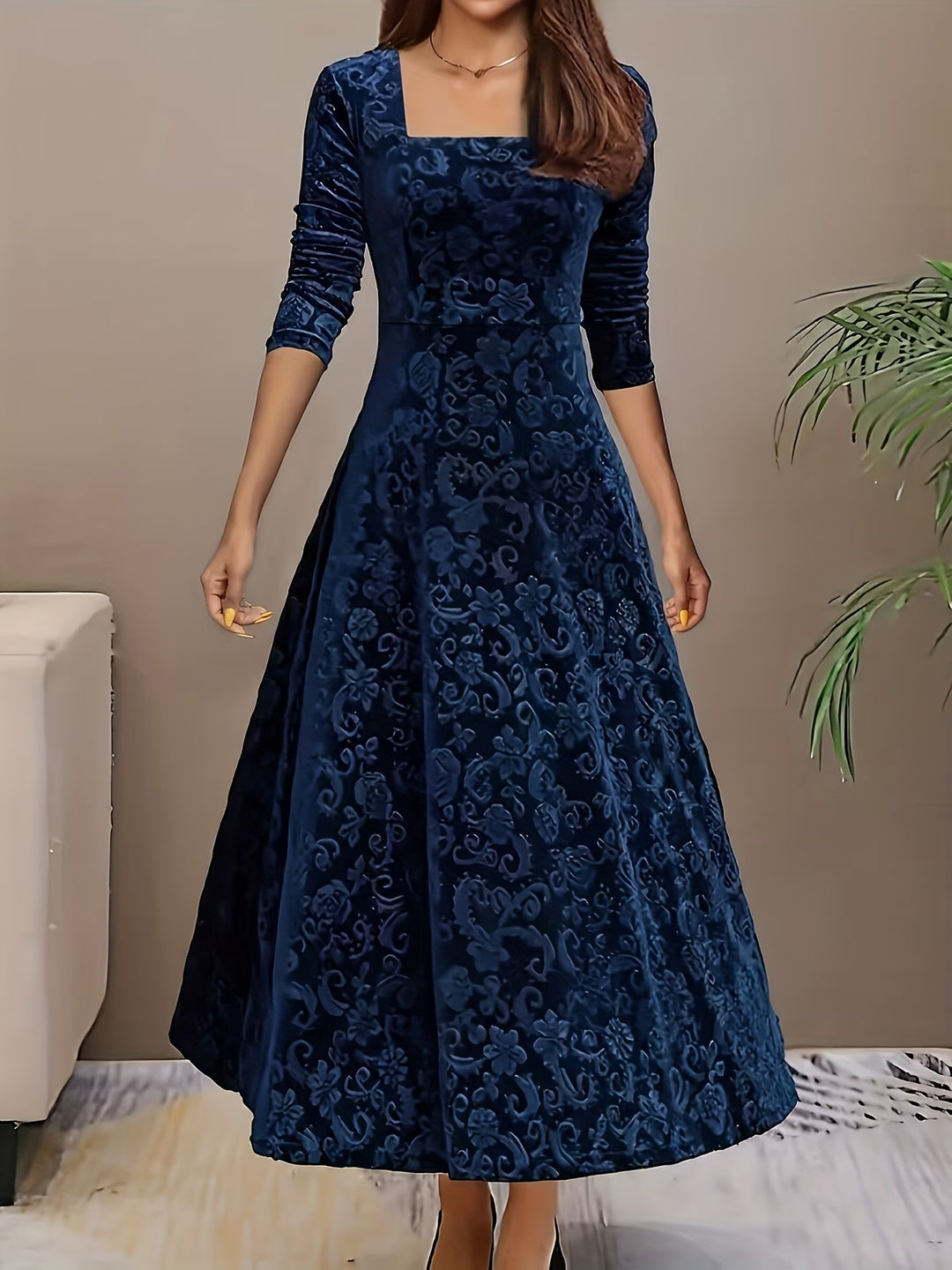 Renata | Elegant Mid Sleeve Floral Dress